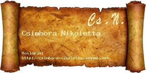 Csimbora Nikoletta névjegykártya